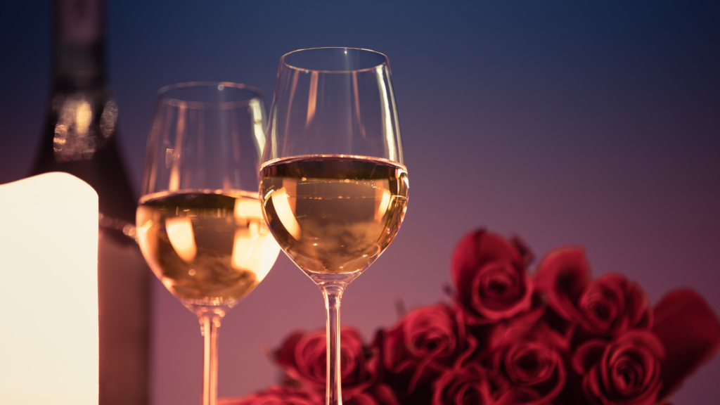 Wine glasses with roses